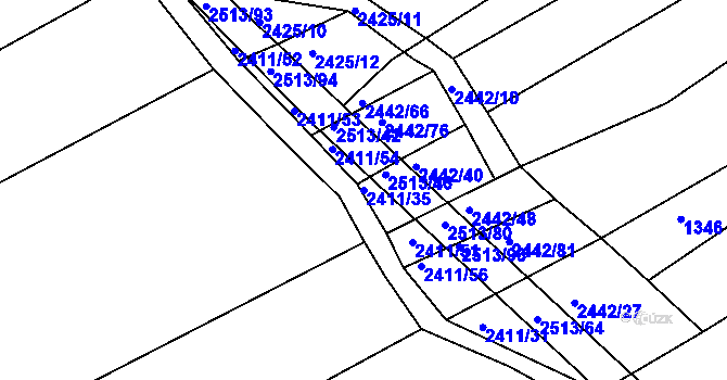 Parcela st. 2411/35 v KÚ Nynice, Katastrální mapa