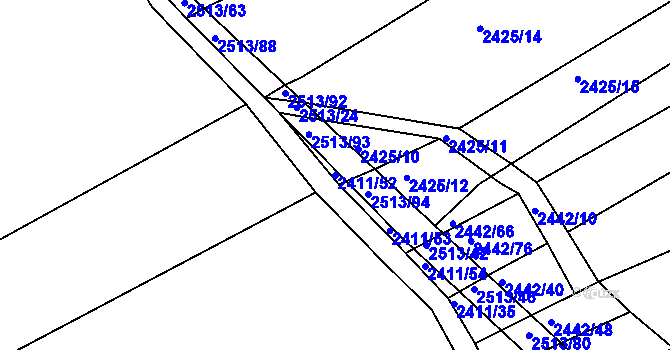 Parcela st. 2411/52 v KÚ Nynice, Katastrální mapa