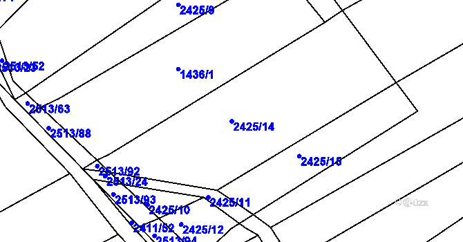 Parcela st. 2425/14 v KÚ Nynice, Katastrální mapa