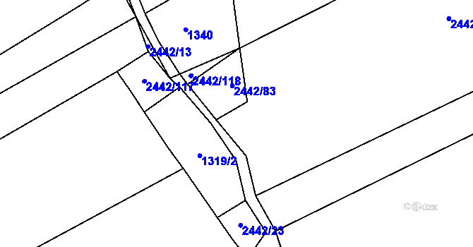 Parcela st. 2442/16 v KÚ Nynice, Katastrální mapa