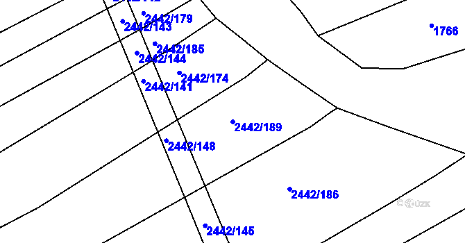 Parcela st. 2442/189 v KÚ Nynice, Katastrální mapa