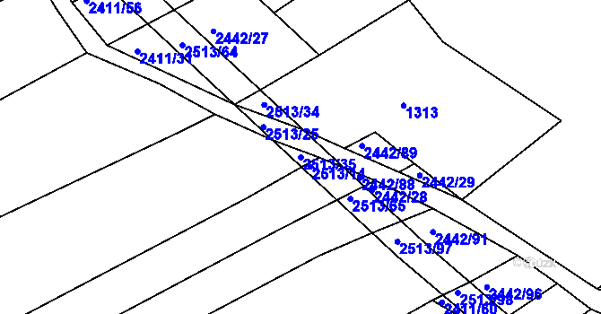 Parcela st. 2513/35 v KÚ Nynice, Katastrální mapa