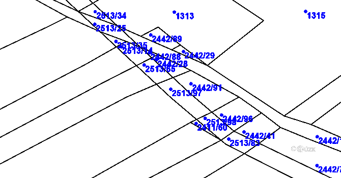 Parcela st. 2513/97 v KÚ Nynice, Katastrální mapa