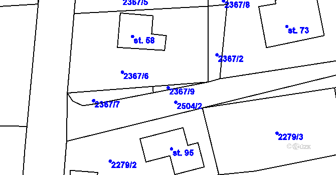Parcela st. 2367/9 v KÚ Nynice, Katastrální mapa