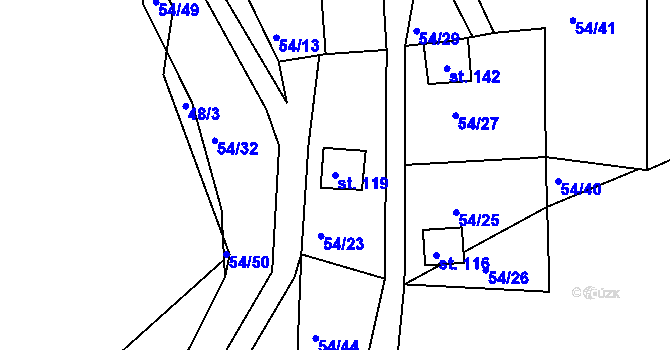 Parcela st. 119 v KÚ Planá u Nynic, Katastrální mapa