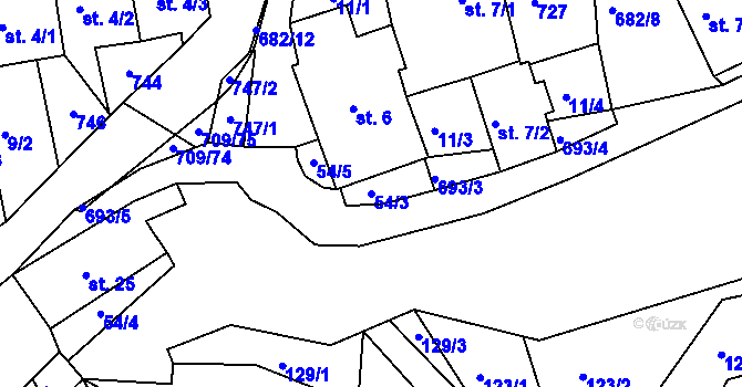 Parcela st. 54/3 v KÚ Planá u Nynic, Katastrální mapa
