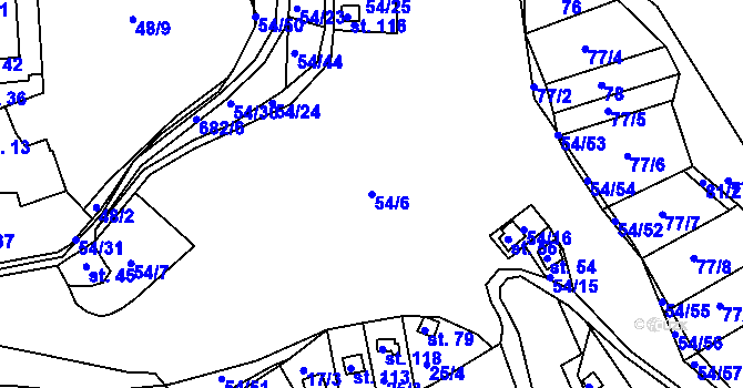 Parcela st. 54/6 v KÚ Planá u Nynic, Katastrální mapa