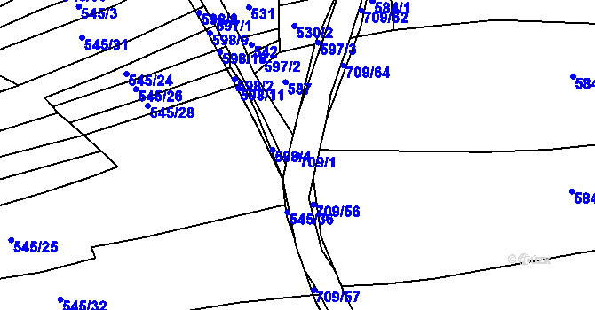 Parcela st. 709/1 v KÚ Planá u Nynic, Katastrální mapa