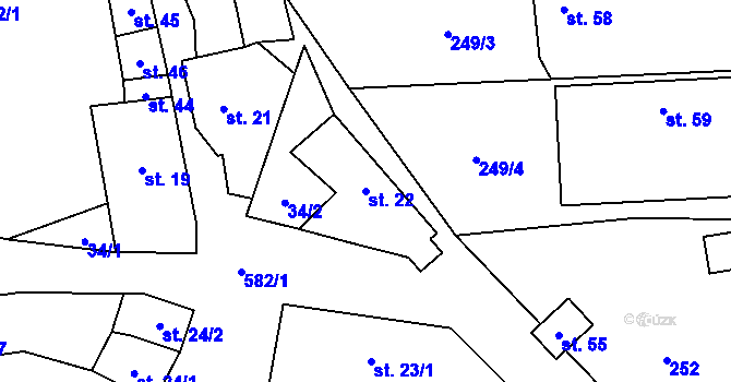 Parcela st. 22 v KÚ Nýrov, Katastrální mapa
