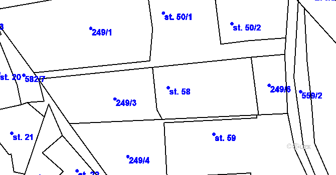 Parcela st. 58 v KÚ Nýrov, Katastrální mapa
