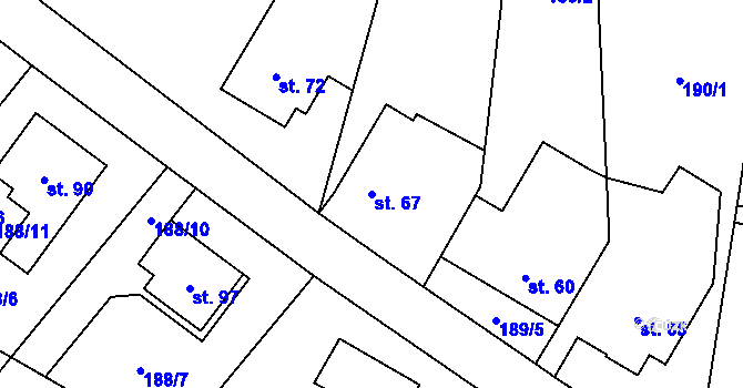 Parcela st. 67 v KÚ Nýrov, Katastrální mapa