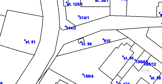Parcela st. 96 v KÚ Nýrov, Katastrální mapa