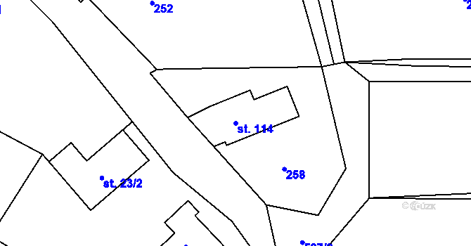 Parcela st. 114 v KÚ Nýrov, Katastrální mapa