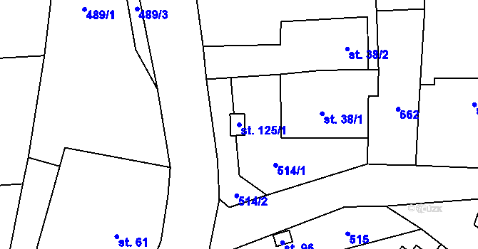 Parcela st. 125/1 v KÚ Nýrov, Katastrální mapa