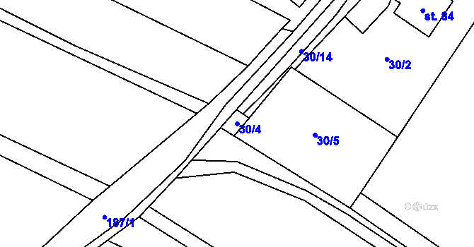 Parcela st. 30/4 v KÚ Nýrov, Katastrální mapa