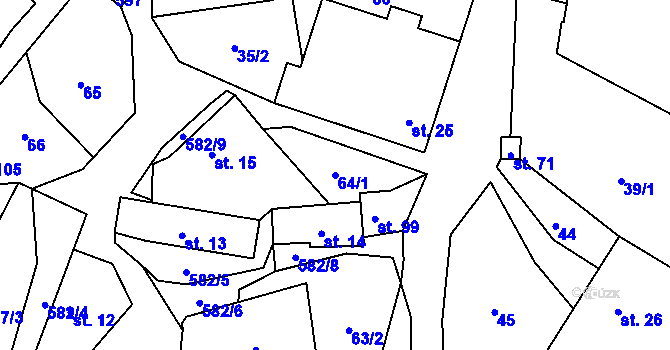 Parcela st. 64/1 v KÚ Nýrov, Katastrální mapa