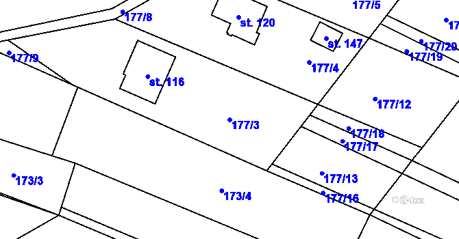 Parcela st. 177/3 v KÚ Nýrov, Katastrální mapa
