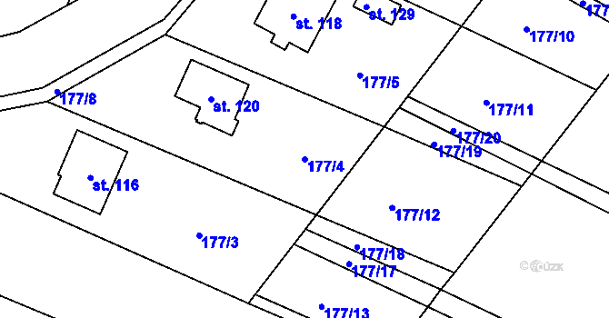 Parcela st. 177/4 v KÚ Nýrov, Katastrální mapa