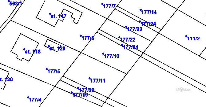 Parcela st. 177/10 v KÚ Nýrov, Katastrální mapa