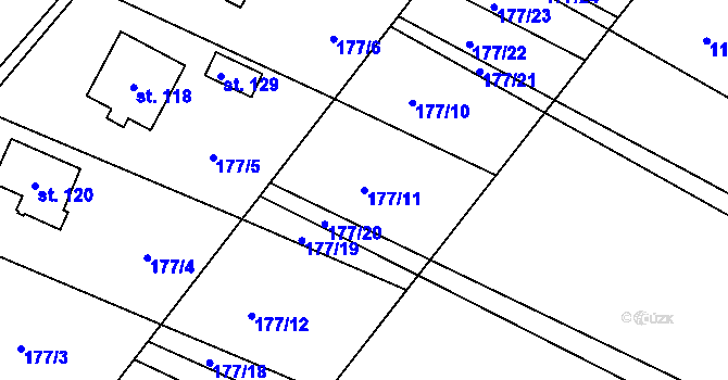 Parcela st. 177/11 v KÚ Nýrov, Katastrální mapa
