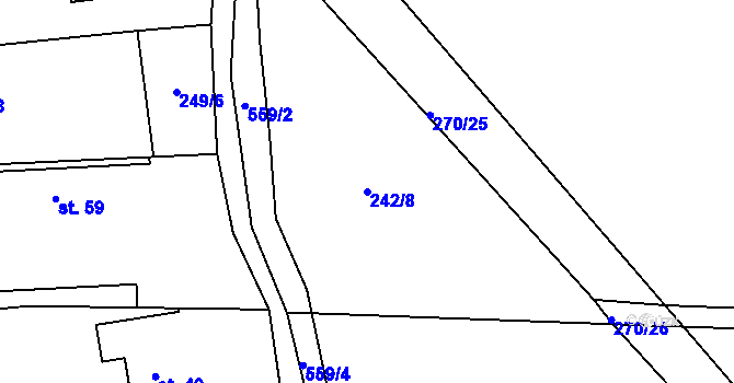 Parcela st. 242/8 v KÚ Nýrov, Katastrální mapa