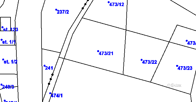 Parcela st. 473/21 v KÚ Nýrov, Katastrální mapa