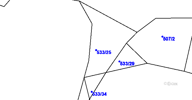 Parcela st. 533/25 v KÚ Nýrov, Katastrální mapa