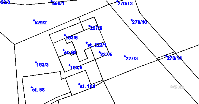 Parcela st. 227/5 v KÚ Nýrov, Katastrální mapa