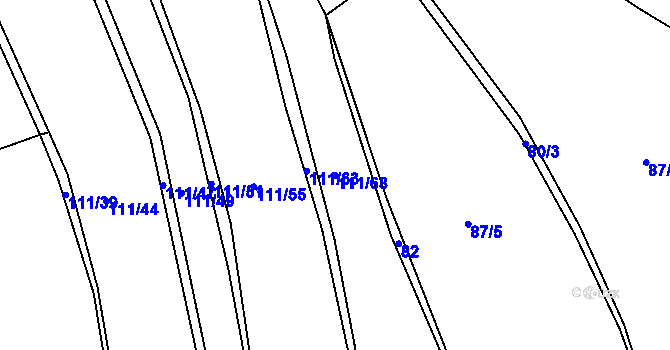 Parcela st. 111/68 v KÚ Nýrov, Katastrální mapa