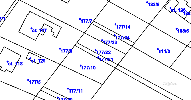 Parcela st. 177/22 v KÚ Nýrov, Katastrální mapa
