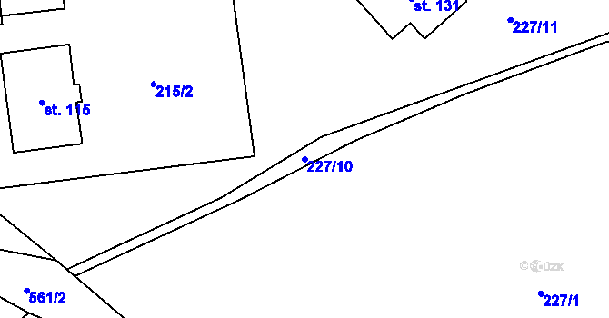 Parcela st. 227/10 v KÚ Nýrov, Katastrální mapa
