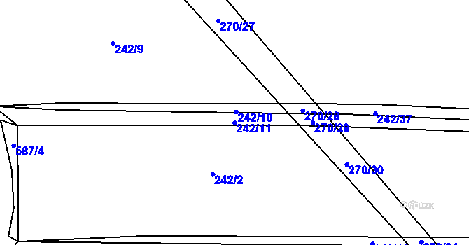 Parcela st. 242/11 v KÚ Nýrov, Katastrální mapa