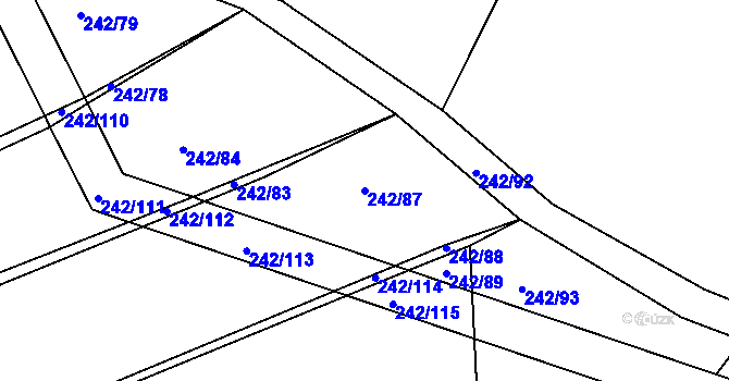 Parcela st. 242/87 v KÚ Nýrov, Katastrální mapa