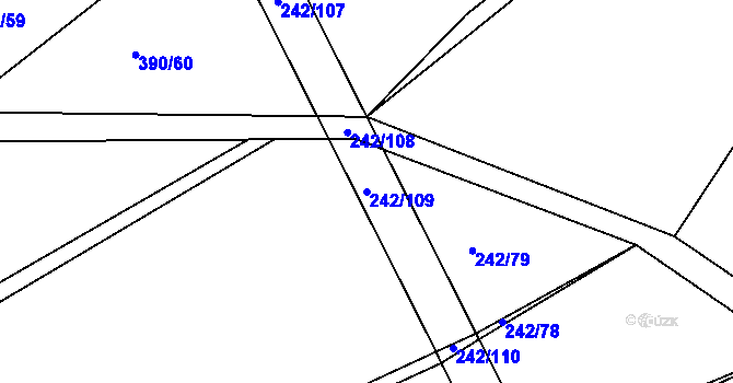 Parcela st. 242/109 v KÚ Nýrov, Katastrální mapa