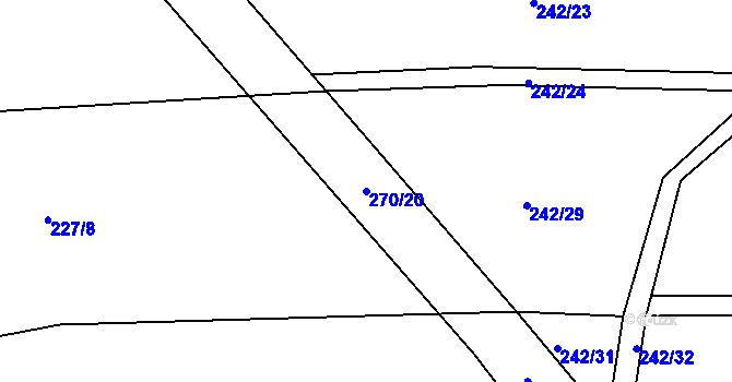 Parcela st. 270/20 v KÚ Nýrov, Katastrální mapa