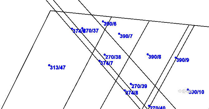 Parcela st. 270/38 v KÚ Nýrov, Katastrální mapa
