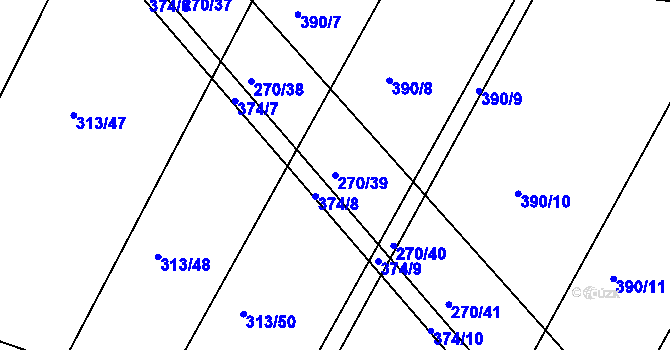 Parcela st. 270/39 v KÚ Nýrov, Katastrální mapa