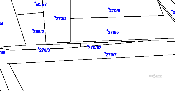 Parcela st. 270/62 v KÚ Nýrov, Katastrální mapa