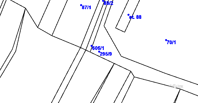 Parcela st. 295/9 v KÚ Nýrov, Katastrální mapa