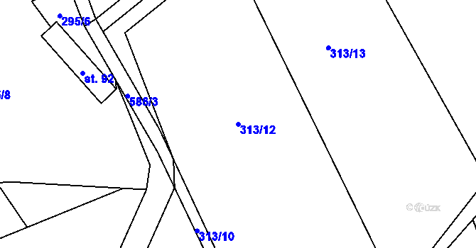 Parcela st. 313/12 v KÚ Nýrov, Katastrální mapa