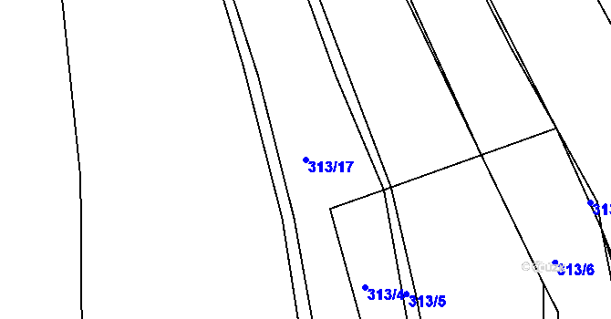 Parcela st. 313/17 v KÚ Nýrov, Katastrální mapa