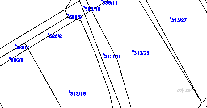 Parcela st. 313/20 v KÚ Nýrov, Katastrální mapa