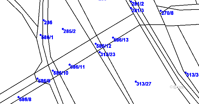 Parcela st. 313/23 v KÚ Nýrov, Katastrální mapa