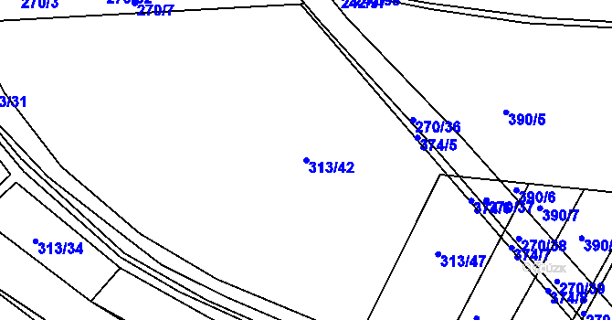 Parcela st. 313/42 v KÚ Nýrov, Katastrální mapa