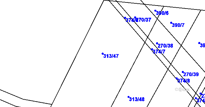 Parcela st. 313/47 v KÚ Nýrov, Katastrální mapa