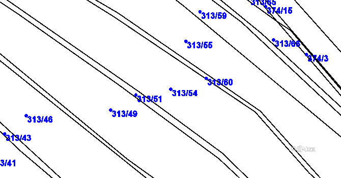 Parcela st. 313/54 v KÚ Nýrov, Katastrální mapa