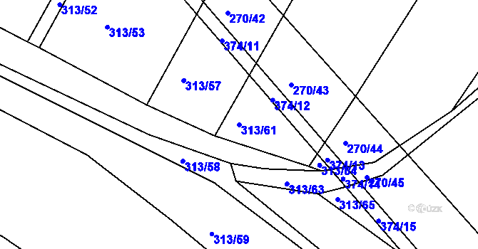 Parcela st. 313/61 v KÚ Nýrov, Katastrální mapa