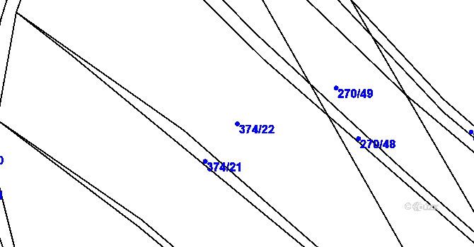 Parcela st. 374/22 v KÚ Nýrov, Katastrální mapa