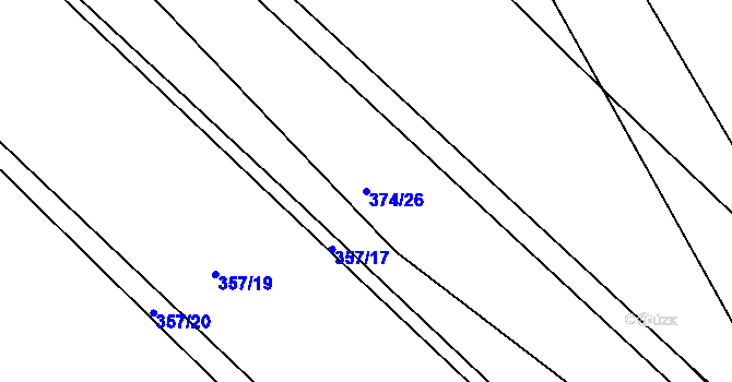 Parcela st. 374/26 v KÚ Nýrov, Katastrální mapa