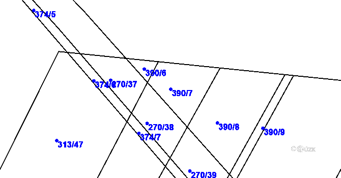 Parcela st. 390/7 v KÚ Nýrov, Katastrální mapa